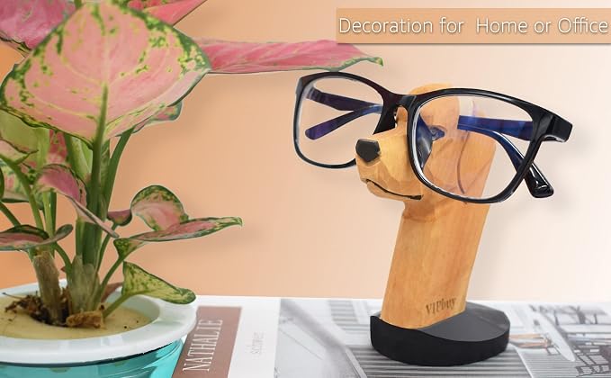 Handmade Labrador Retriever Shape Wood Carving Glasses Spectacle Holder Stand Sunglasses Display Rack Home Office Desk Décor Christmas Gift