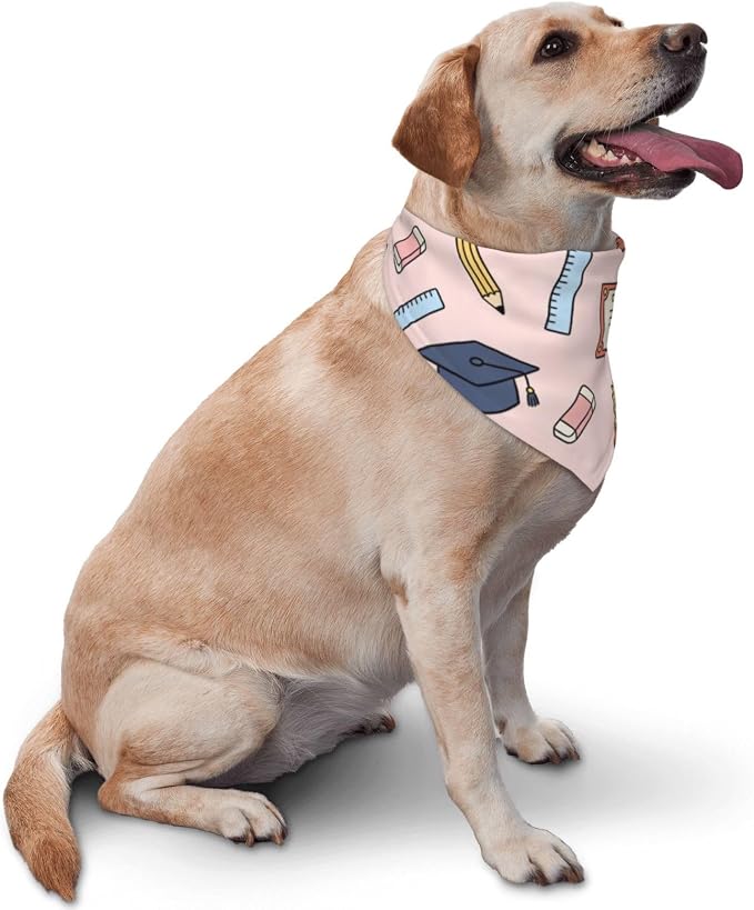 Teacher's Pet Dog Bandana,Funny Bandana Gift,Photo Prop Accessories for Dog Lovers Owner Gift,Triangle Reversible Fall Scarf, Adjustable (Light Pink)