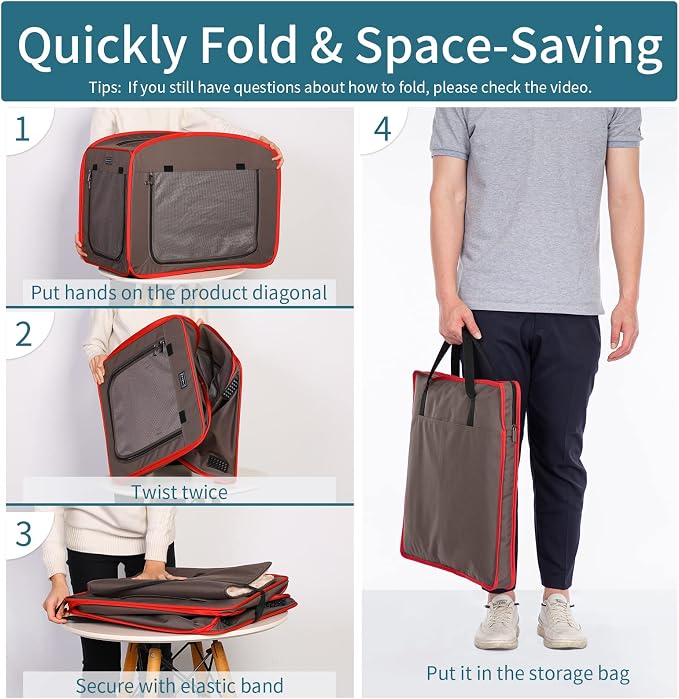 Petsfit Pop Up Dog Crates Kennel Carrier, Portable and Lightweight, Included Soft Mat and Carrying Case