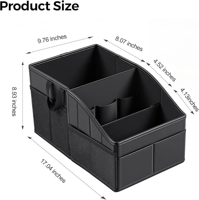 WHHMK Sturdy Leather Car Storage Support Up to 33 LB of Weight, Black | Car Backseat Organizers, Front Seat Organizer, Floor Organizer and Storage Used for SUV Truck Toy Snack Water Bottle Holder