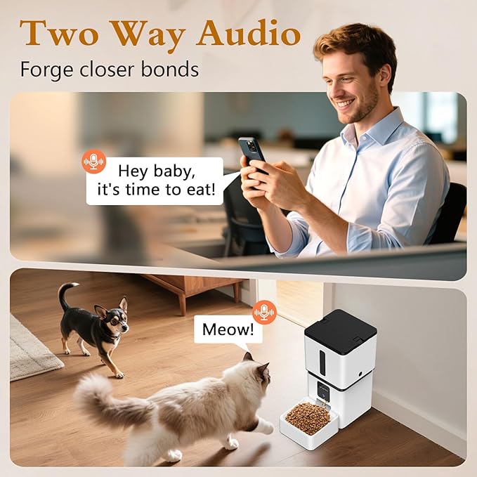 Yakry Automatic Dog Feeder with Camera: 33 Cups Capacity for Medium & Small Dogs - 5G WiFi App Control Easy Setup Dog Food Dispenser - HD 1080P Video Recording Timed Pet Feeder for Cat Dog Small-Pet
