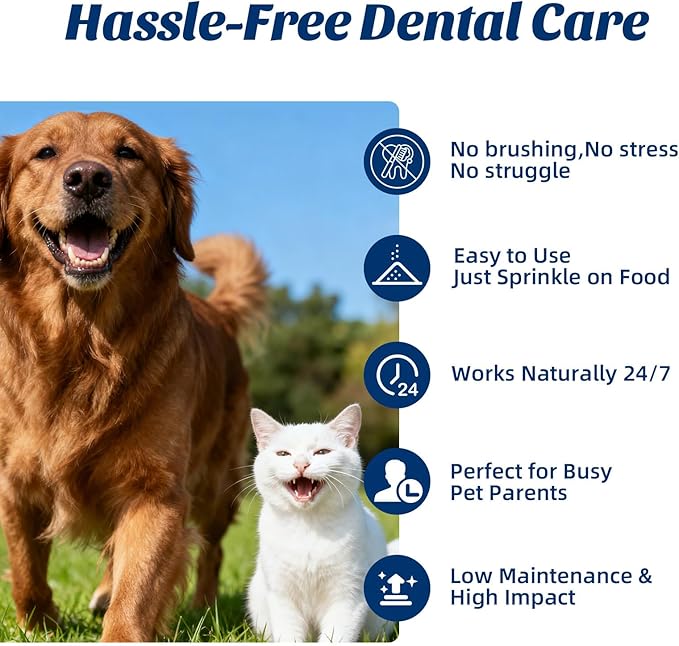 Dental Powder & Pet Teeth Cleaning Powder Kit for Dogs & Cats – Complete Oral Care Kit for Clean Teeth & Fresh Breath – Includes Dog Paw Balm, Nose Balm & Protective Paw Wax