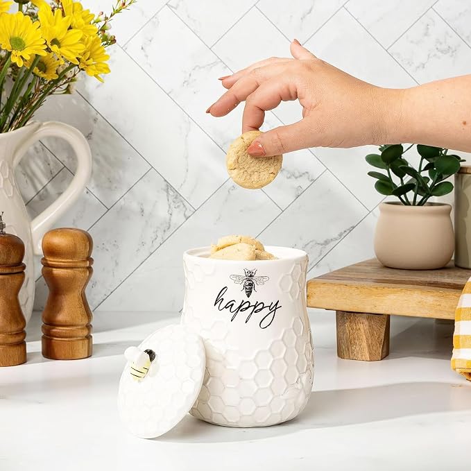 Young's Inc Ceramic Dog Treat Jar for Kitchen Counter, Pantry & Pet Feeding Station, Airtight Pet Treat Storage Container with Lid, 80 Oz,Gifts for Pet Lovers, Dog Parents, 7" L x 7" W x 8" H