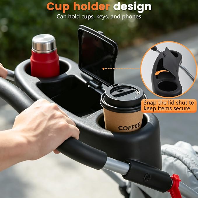 BestPet Foldable Pet Stroller for Small/Medium Dogs and Cats Up to 33 lbs | 4-Wheel Stroller Pet Strolling Cart w/ Breathable Mesh, Lockable Rear Wheels, Cup Holder/Tray & Storage Box, Leopard Skin