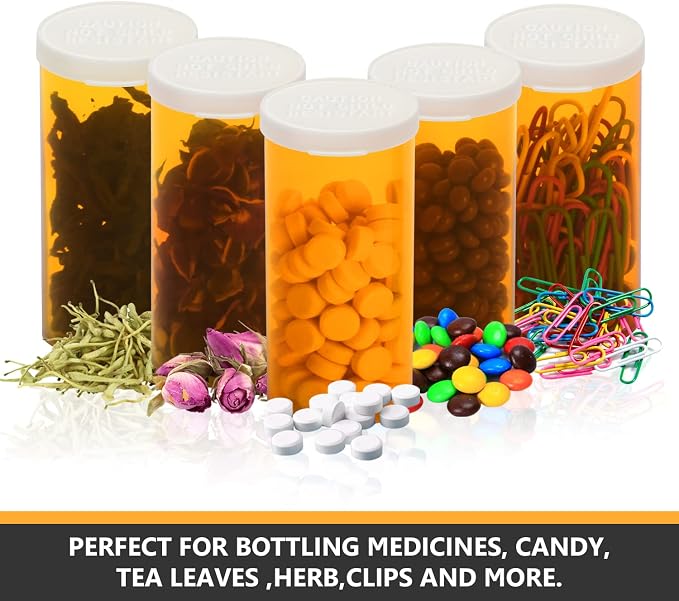 Empty Plastic Pill Bottles with Easy Open Snap Caps (Not Child Resistant), Prescription Medication Vials, Clear Containers, Pill Cases Dispenser Organizers (13 Dram, 12pcs)