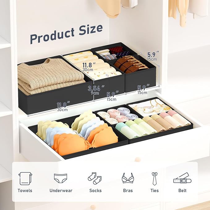 DIMJ Drawer Organizer Clothes Storage - 26 Pack Baby Dresser Organizer for Nursery, Small Fabric Closet Drawer Organizer Bins for Underwears Socks, Foldable Storage Dividers Organization for Bedroom