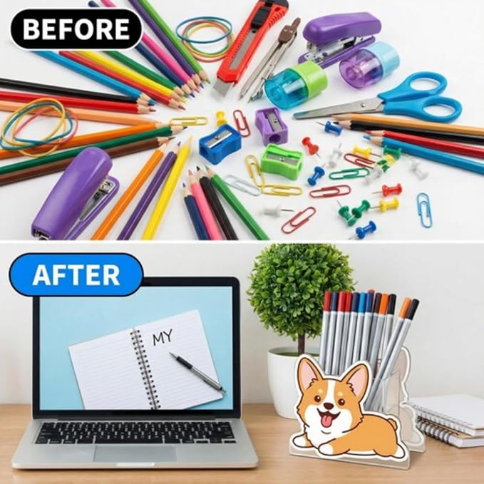 KIJ Custom Shaped Acrylic Pen Holder for Desk,Personalized Picture Pencil Cup Desk Organizer with Your Photo Custom Silhouette,Unique Office Supplies Desktop Stationery Makeup Brush Storage Holder