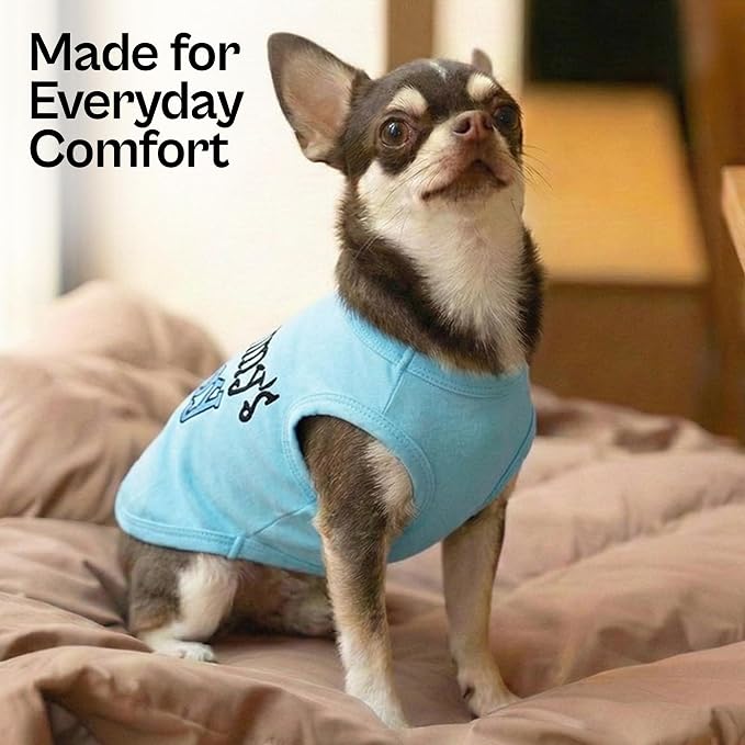 Parisian Pet Dog Shirt Mommy’s Boy Pet Shirt – 100% Cotton Shirts for Large Dogs – Blue Sleeveless Puppy Clothes – Lightweight and Breathable Dog Apparel – Boy Dogs Clothes - Stretchy Dog Shirt