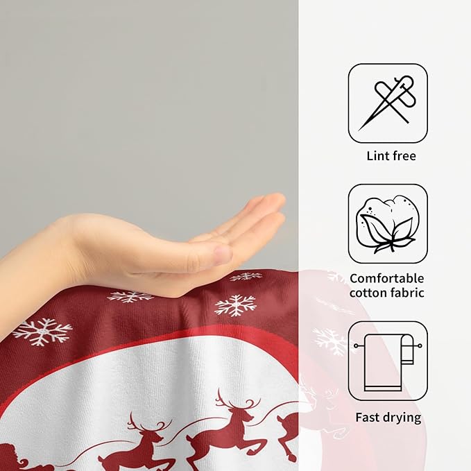 Giwawa Merry Christmas Hand Towel 28.3x14.4in Set of 2 Red Cute Santa Elk Snowflake Christmas Style Ornament Gift Soft Super Absorbent Hand Towels Multipurpose Bathroom, Hotel, Gym and Spa