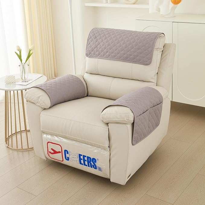 XMAYODS 3 Pcs Recliner Covers Sherpa Arm Covers for Recliner Chair with Storage Pockets Headrest Cover for Recliner Chair Armchair Slipcovers for Sofa Recliner Protector (Color : #6)