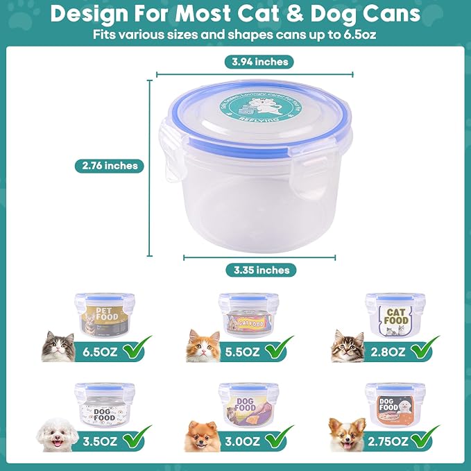 REFLYING Canned Cat Food Storage Lids Reusable Airtight Can Cover | Reusable airtight cat food can lids,Keeps wet food fresh,eliminates odor,Includes SUS 304 spoon and can opener
