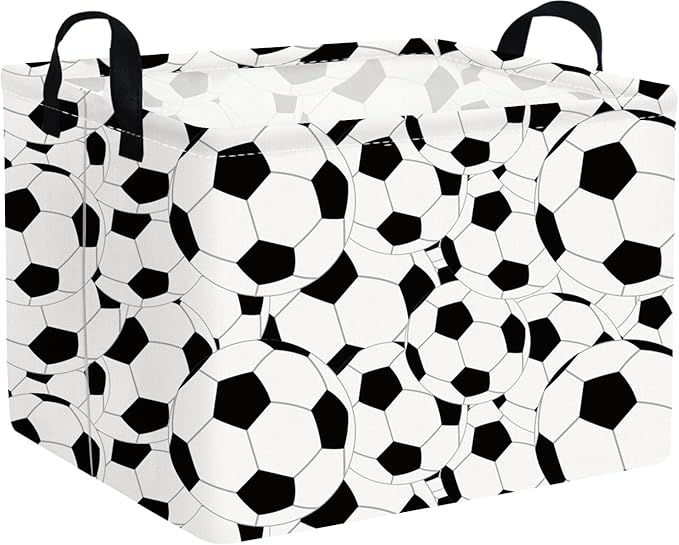 FXOLCSHE Rectangular Easter Soccer Basket,Sports Boys box,Collapsible waterproof college dorm laundry basket,Baby Nursery Hamper,Boys Soccer Room Decor(Big football)