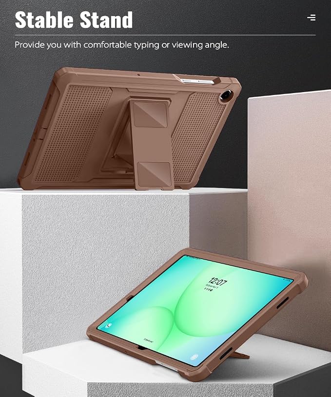MoKo Shockproof Case Fit Samsung Galaxy Tab A11+ Plus/ A9+ 11 Inch | with Screen Protector, Heavy Duty Shockproof Protective Case, Bright Brown