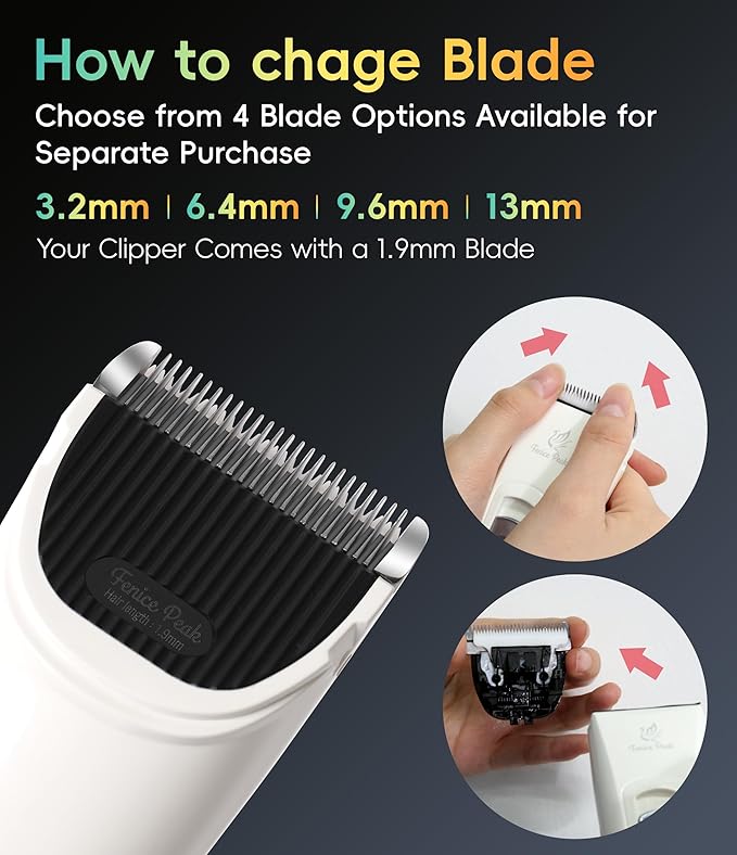 FENICE PEAK Dog Grooming Clippers for Thick Heavy Coats 3 Speeds Low Noise Pet Grooming Kit Cat Eletric Clipper with 10FC Ceramic & Stainless Steel Blade,Black