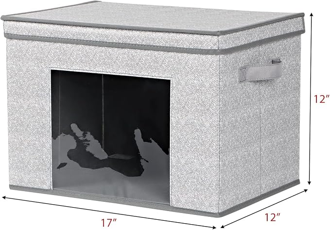 Univivi Fabric Storage Bins with Lids for Closet, 4 Pack, Grey | Fabric Foldable Storage Boxes, Sturdy Collapsible Storage Bins with Clear Window, Storage Bins for Home, Closet, Shelves