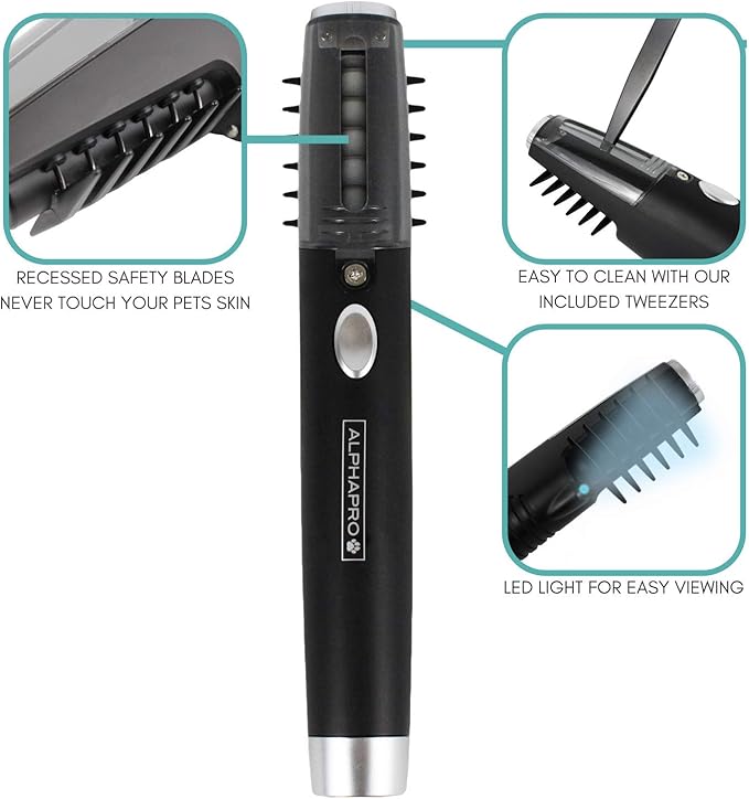 MISTIC COOL Alpha Pro Dog Trimmer for Grooming | Painlessly Removes Knots & Tangles from Long Haired Dogs | Dematting Comb for Dogs & Cats, Pet Grooming Tool