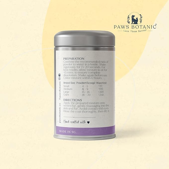 Water-Activated Powder Shampoo for Dogs, Calming Lavender, 3.5 oz with Bamboo Spoon (Itch & Odour Control)