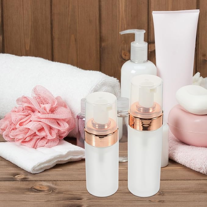 4pcs Pet Foam Pump Bottles Set Leak Proof Travel Cosmetic Containers with 3 Oz and 5 Oz Capacity, Stylish and Elegant Design for Daily Use at Home