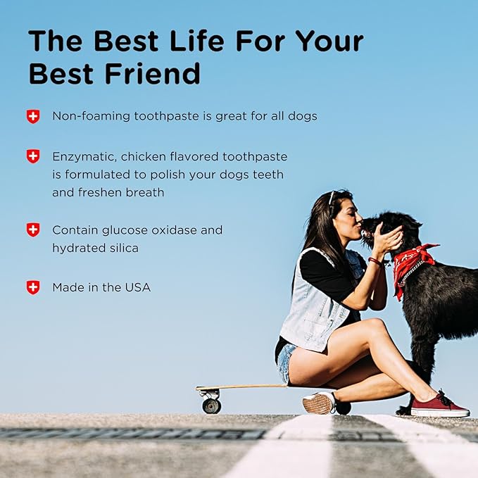 Nutri-Vet Dental Hygiene Kit for Dogs - Finger Toothbrush and Enzymatic Toothpaste - Chicken Flavor - 2.5 ounces