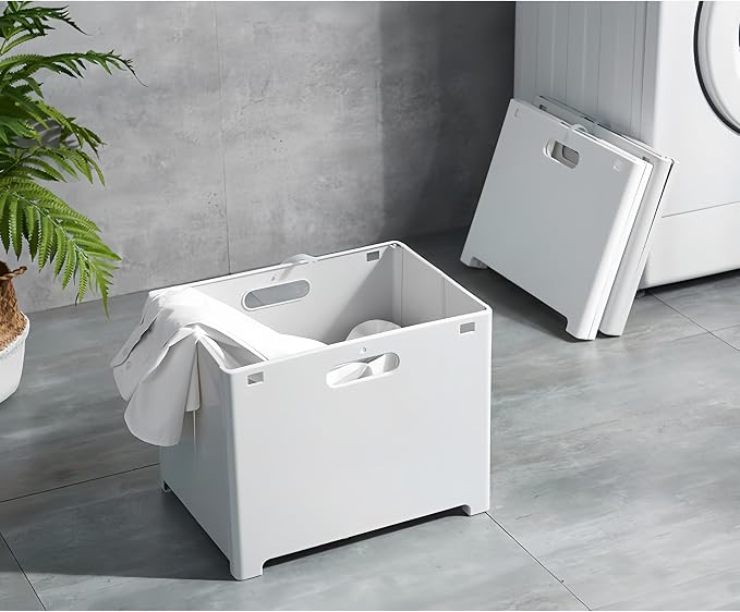 Multi-Functional Foldable Hanging Storage Basket - Portable Laundry Hamper / Pet Toy Organizer / Car Storage Bin | Food-Grade PP Material, Diamond Reinforced Base (Includes 2 No-Trace Hooks)（White）