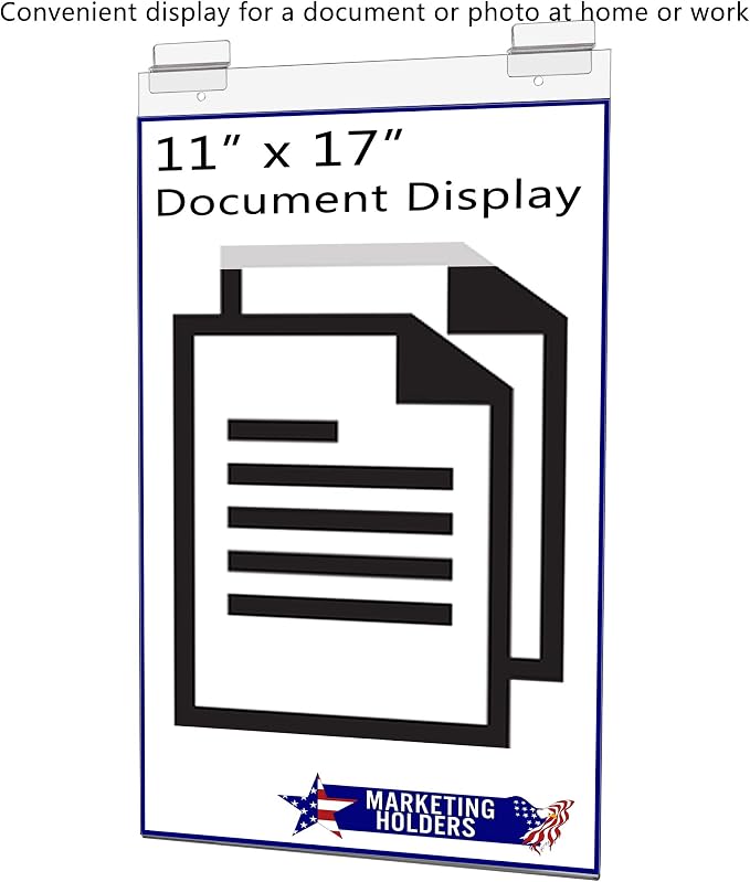 Slatwall Sign Holder 11 x 17 Large Price Sheet Printed Materials Display Graphic Horizontal Literature Frame Clear Plastic Sleeve for Retail Stores and Convenience Stores by Marketing Holders