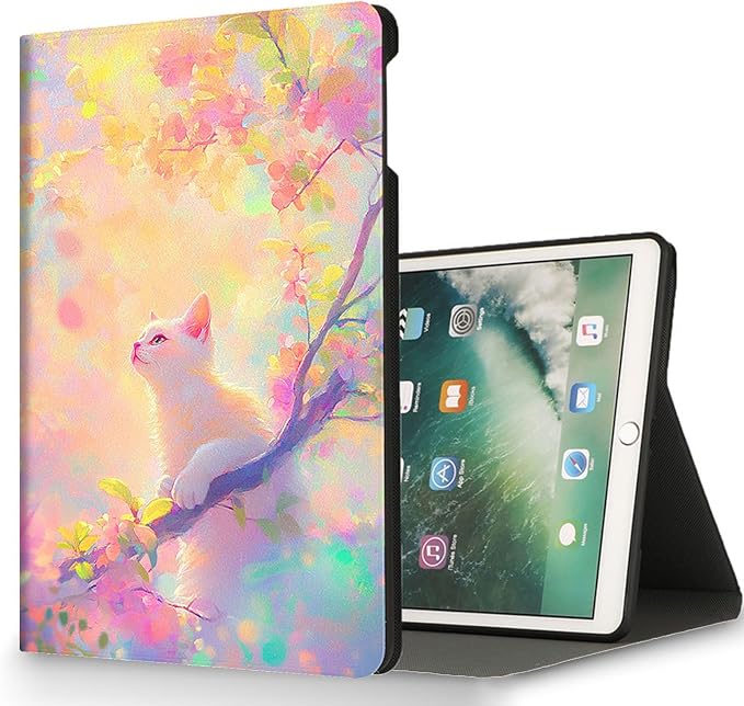 for Microsoft Surface Pro 8-13" 2021 Tablet Case,Auto Wake/Sleep,Adjustable Stand Protective Cover - Cherry Blossom Cat