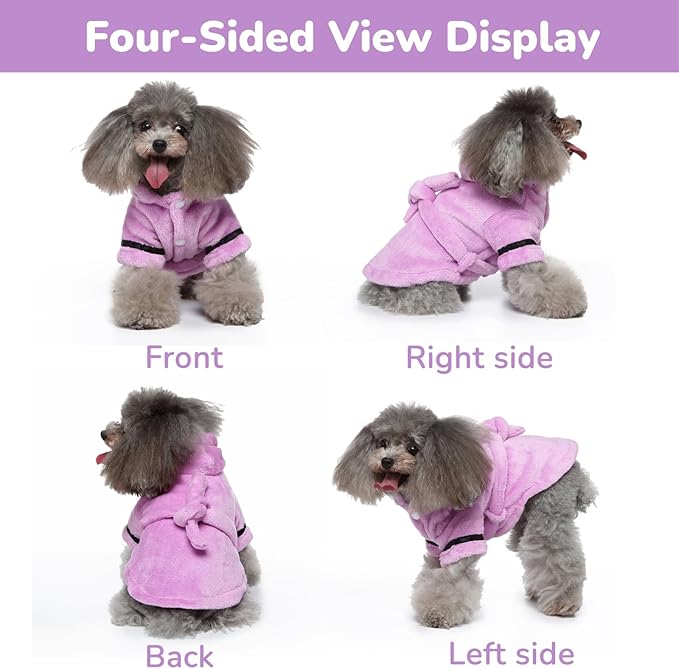 Petyoung Pet Bathrobe Dog Pajama Thickened Hooded Bathrobe Quick Drying and Super Absorbent Dog Bath Towel Soft Pet Nightwear for Puppy Small Dogs Cats