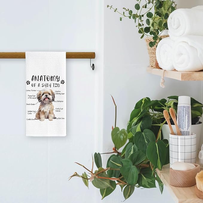 Funny Shih Tzu Kitchen Towels - Gifts for Dog Lovers, Hand Dish Towels, Anatomy Tea Towel, Room Decor for Home Kitchen Bathroom
