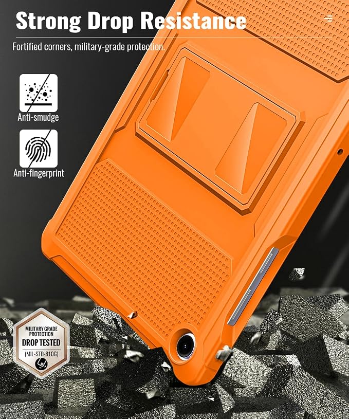 MoKo Shockproof Case Fit Samsung Galaxy Tab A11+ Plus/ A9+ 11 Inch | Full Body Rugged Stand Back Cover with Built-in Screen Protector for Galaxy Tab A11+/ A9+ Tablet, Orange