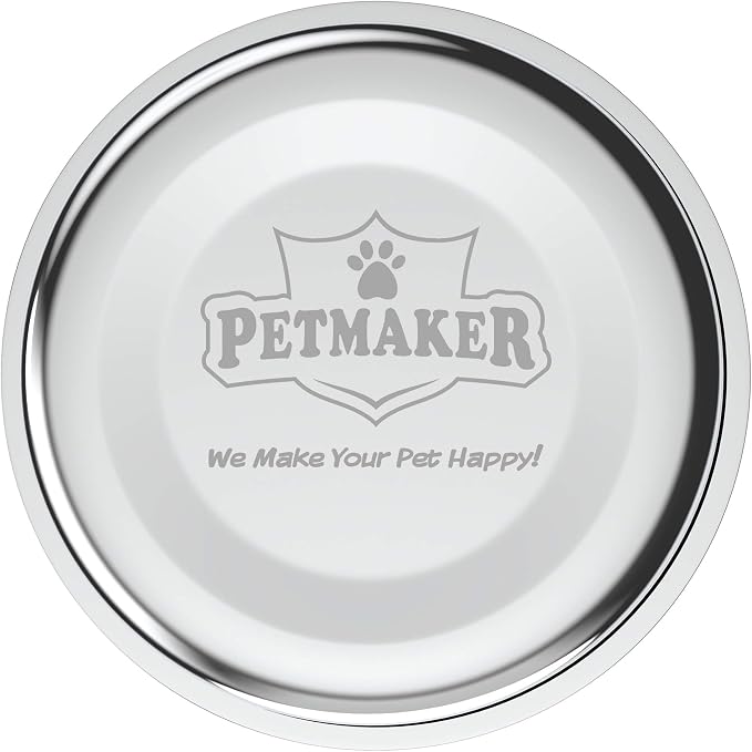 Set of 2 Stainless Steel Dog Bowls - 40oz Pet Bowls with Decorative Dog Food Stand - Metal Food and Water Dishes for Large Pets - Puppy Essentials by PETMAKER (Silver/Black)