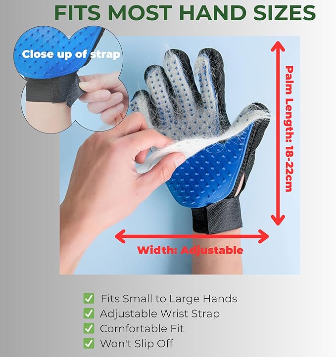 ElitePaws Pet Grooming Gloves for Dogs Cats — Deshedding Brush Glove, Left & Right Hand Pair, Soft Silicone Hair Remover Mitt for Short Long Fur, Gentle Massage, Bath & Dry Use, All Breeds