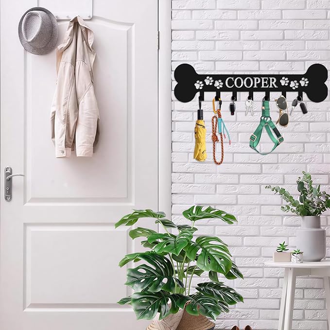 Personalized Dog Leash Holder with Name Custom Dog Leash Holder for Wall Key Hooks Wall Mount Personalized Pet Accessory Wall Organizer for Entryway Hallway