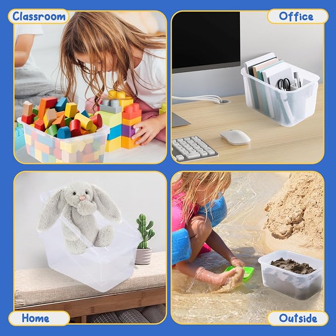 16-Pack Clear Classroom Storage Bins, Plastic Cubby Book Bins for Classroom Organization, Book & Toy Storage Organizer, Perfect for Classroom Library, Shelves, STEM Centers, Daycare & Homeschool