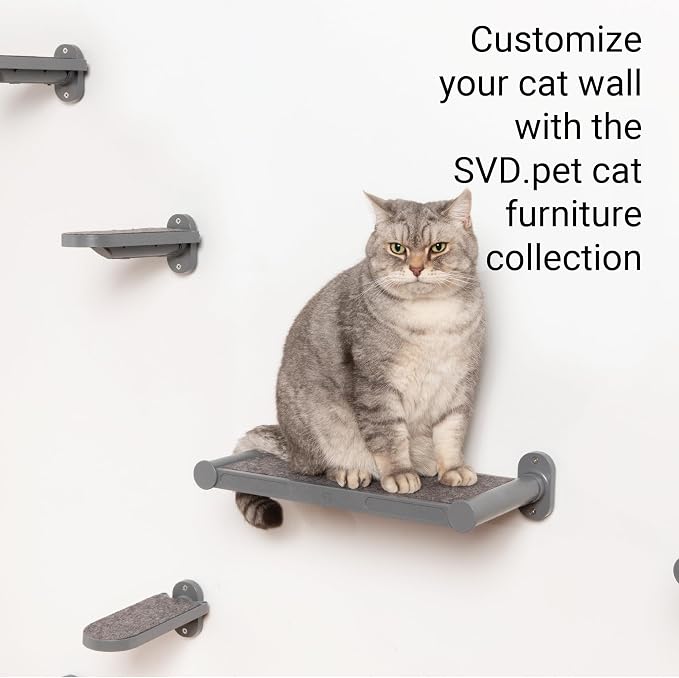 Cat Wall Shelves, 17" x 8" Wall Furniture with Felt Pad, Modern Design, Easy to Install & Clean, Cat Perch for Sleeping & Playing (Dark Grey)
