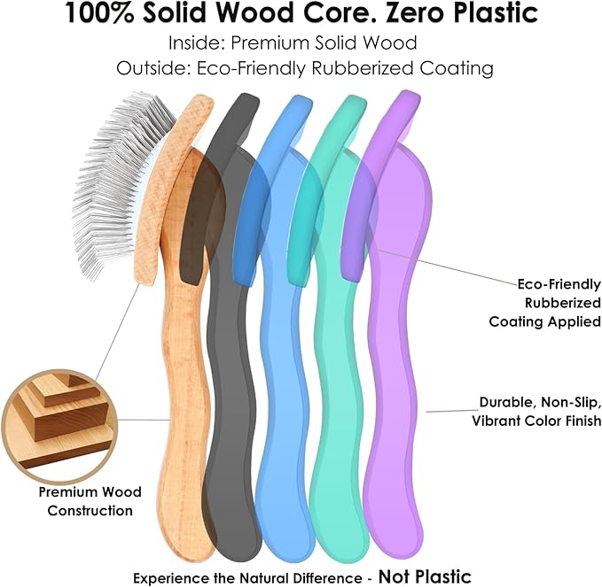 Slicker Brush for Dogs, Large Dog Brush to Long Haired Dogs for Poodles Doodles Goldendoodles Bernedoodles, Long Pin Grooming Kits to Dematting & Reducing Tangles and Fluff, Black