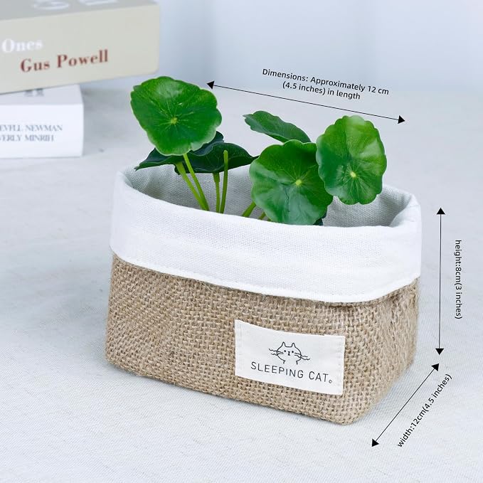 TENEBRALUX Small Cotton and Linen Hanging Storage Basket for Desktop, Ideal for Organizing Keys and Miscellaneous Items.
