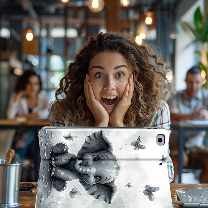 for Microsoft Surface Pro 8-13" 2021 Tablet Case,Auto Wake/Sleep,Adjustable Stand Protective Cover - Cute Elephant