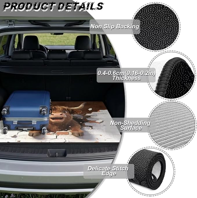 Cute Cattle Cargo Liner for Cars Non Slip Car Trunk Mats Dustproof Cargo Mats for Camping Picnic - Rear Trunk Mat Floor Mat Covers Universal Size 29" x 39" Inch