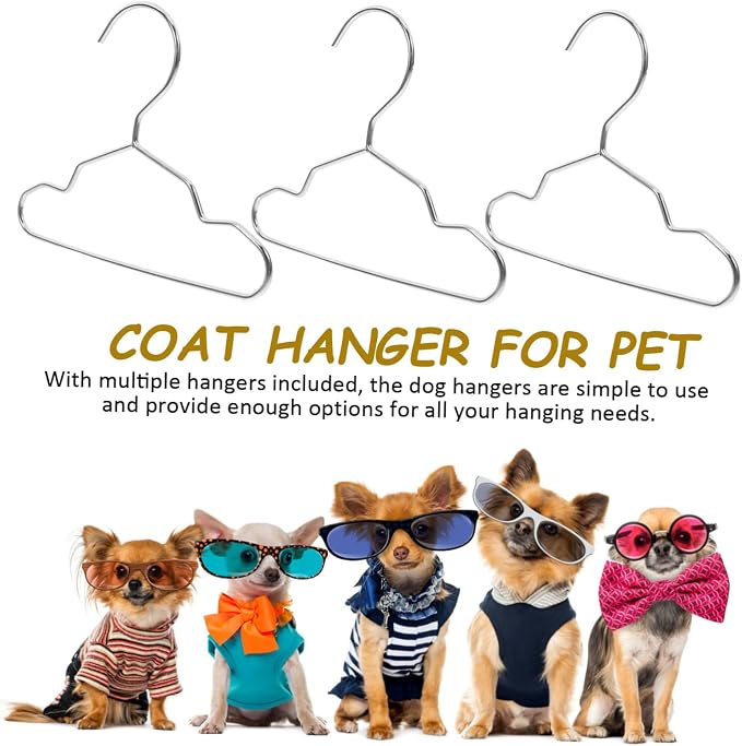 Cabilock 10pcs Small Pet Coat Hanger Steel Dog Clothing Hanger Closet Pet Cat Clothing Rack Steel for Storage