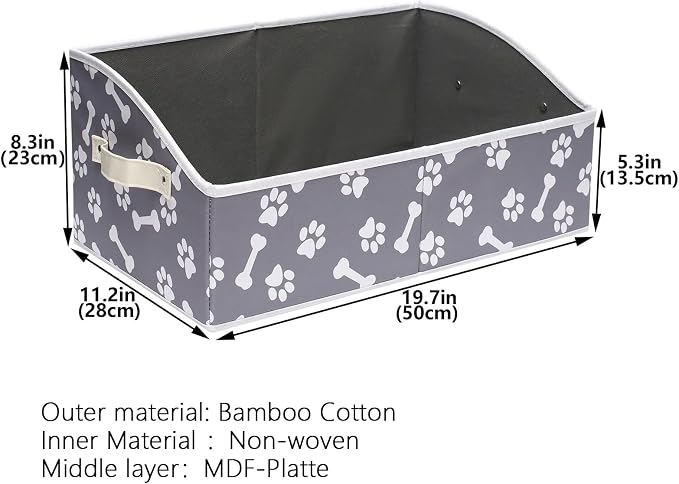 Geyecete Dog Toy Basket Large Dog Toy bin Dog Toy Box Storage Box - Foldable Fabric Trapezoid Organizer Boxes with Handle, Collapsible Basket for Dog Toys (Bone Claw)
