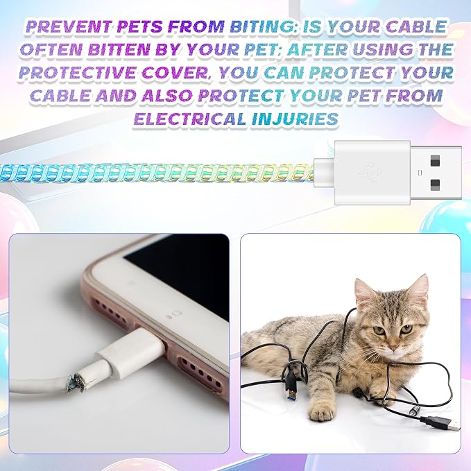 Friends 10 Pcs Cord Protectors from Pets No Chew 43.3'',Mixed Colors | Spiral Cable Protector, Phone Charger Cover, Data Cable Protective Sleeve Chew Proof, USB Wire Cover Stylish, Cat Dog Rabbit
