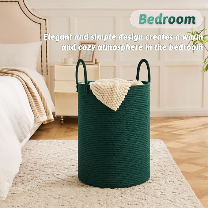 Artfeel Laundry Basket,Woven Cotton Rope Laundry Hamper,100L for Decorative Storage of Dirty Clothes,Toys and Blankets in Bathroom,Baby Room and Living Room