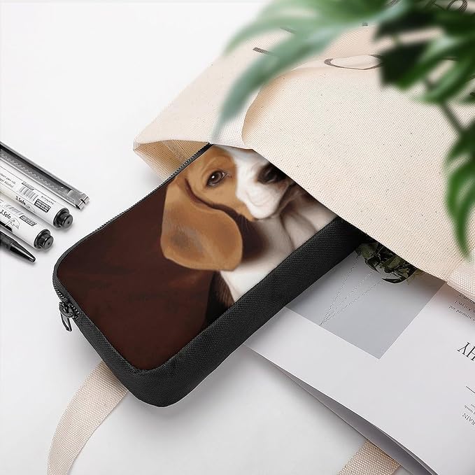 Ovely Pet Dog Beagle Pencil Case Large Capacity Pencil Pouch | Zipper Pencil Bag Aesthetic Coin Pouch Portable Desk Organizer for Office, Travel, Multi-Purpose Makeup Bag for Adults