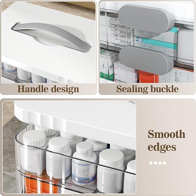 ARSTPEOE 4-Tier Medicine Organizer - Portable Medicine Cabinet with Handle | Multipurpose Medical Box, Pill Organizer, Empty First Aid Kit for Home