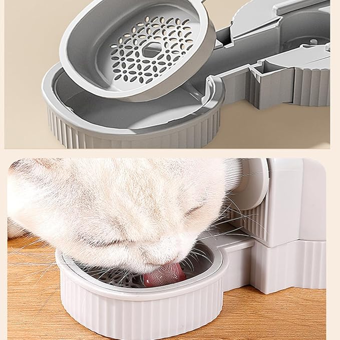 Cage Hanging Bowl Refillable Food Bowls Pet Dog Cat Bowls Kennel Crate Double Bowls for Food and Water with Automatic Water Food Dispense Feeder for Puppy Cat Rabbit (Food Bowl- Grey)