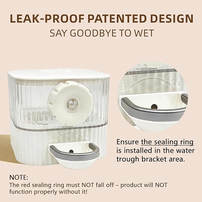 No Drip Hanging Automatic Rabbit Water Dispenser 650ml, Top Refill Pet Water Bowl Bottle BPA Free for Rabbits, Bunny Guinea Pig Ferret,Squirrel,Hamster,Puppy Kitten, Other Small Animals