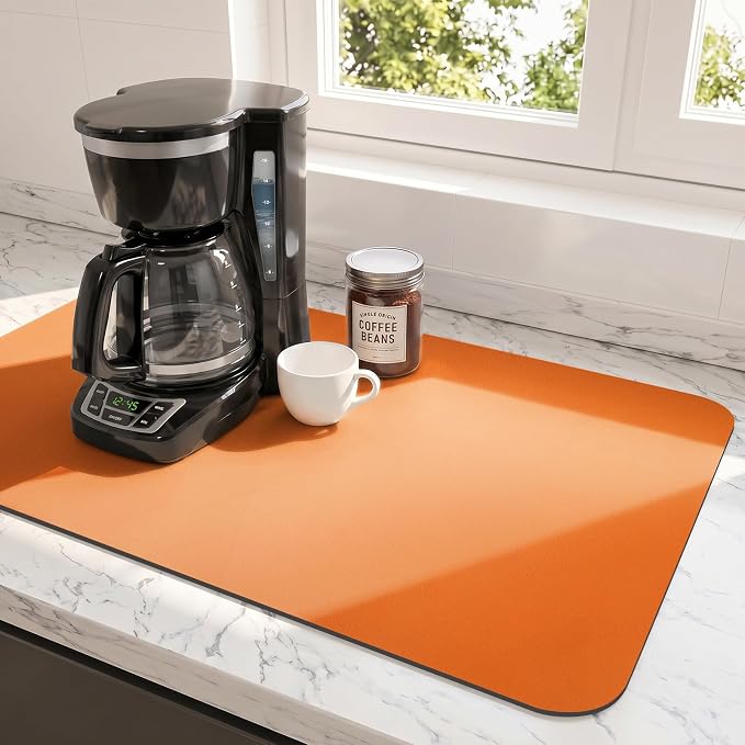 Ecotrim Coffee Mats for Coffee Bar Accessories, Orange 16" x 24"