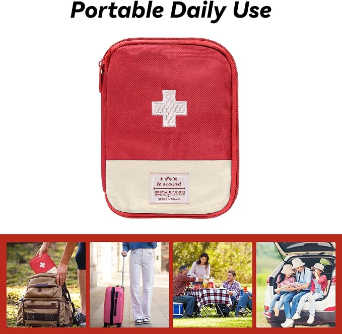 Faylapa 3 Pcs Mini Empty First Aid Bag, 7x5 inches Mini Portable Medical Pouch, Travel Emergency Multifunction Emergency Storage Bag for Hiking, Home, Travel, Camping, Outdoor, Car, Office(Bag Only)