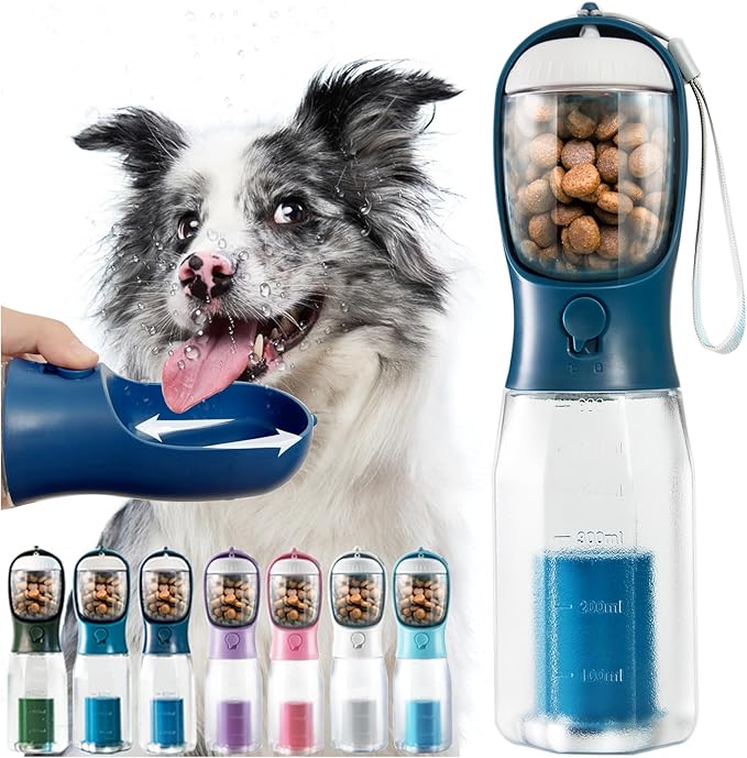 Portable Dog Water Bottle 3 in 1 Pet Travel Bowl Dispenser Treat Container
