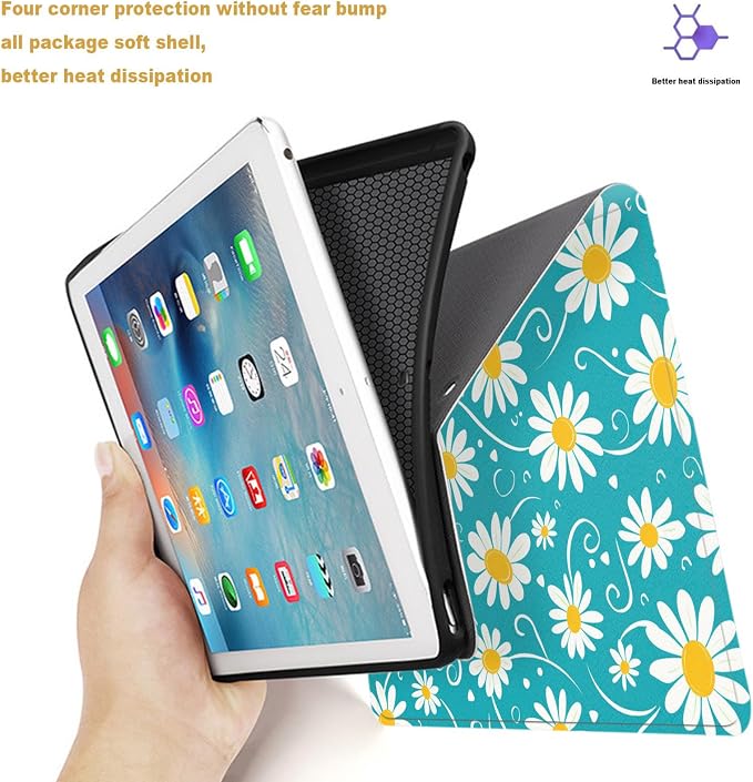 Tablet Case for iPad 10.5 Inch (iPad Air 3/Pro,2017/2019),Shockproof Protective Cover with Stand,Auto Wake/Sleep,Daisy